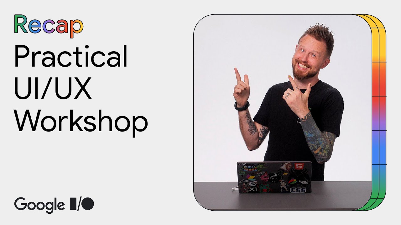 Me pointing at a title saying Practical UI/UX Workshop