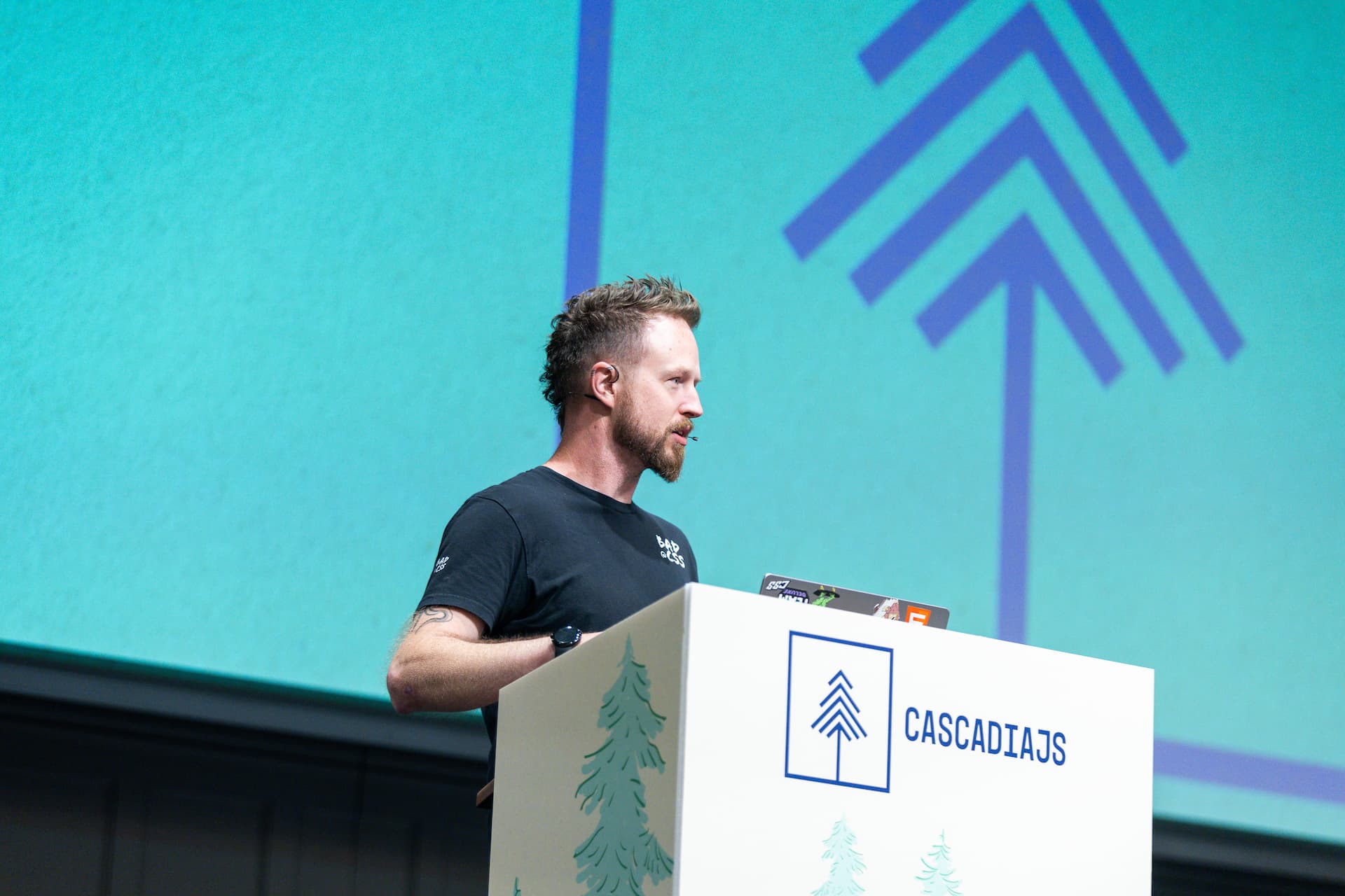 Me speaking in front of a group of developers
