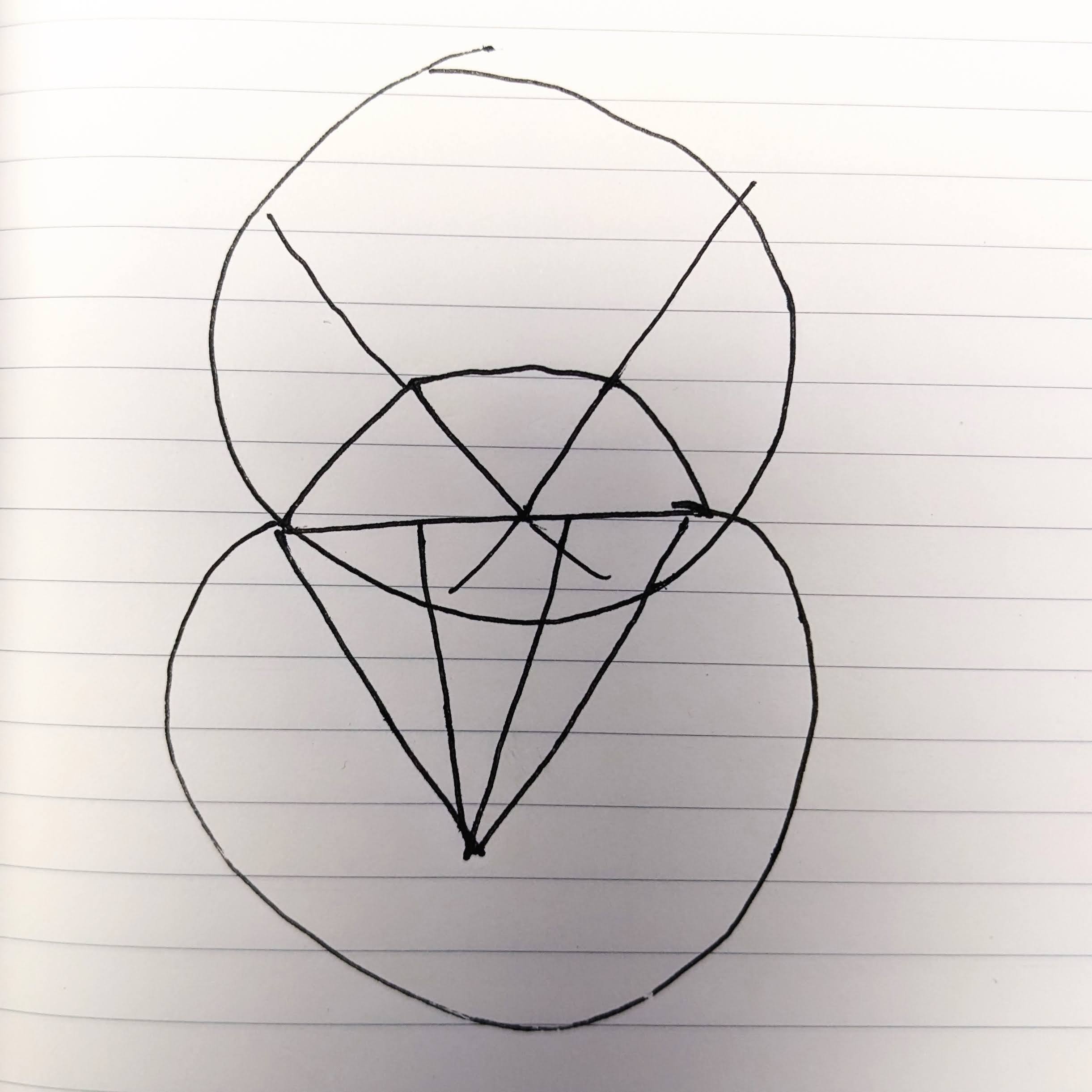 Sketch of the two conic gradients overlaying the diamond