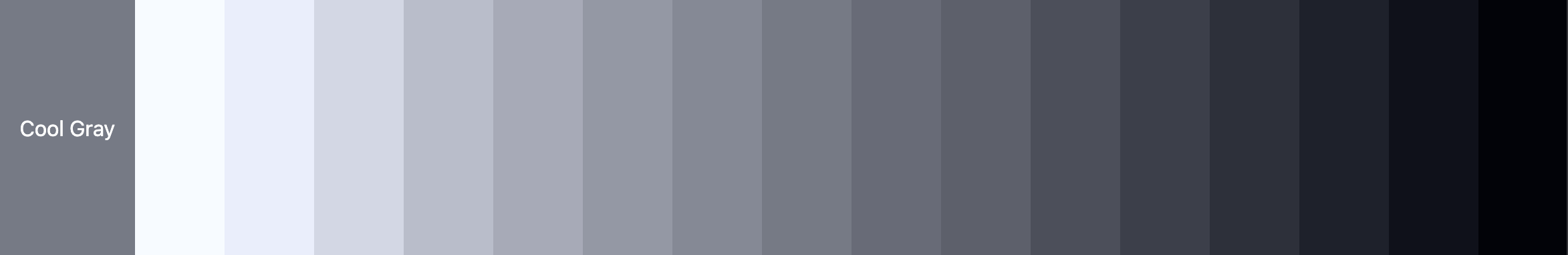 The gray palette shifted toward a cool blue tint after setting --gray-hue to 270 and --gray-chroma to .02