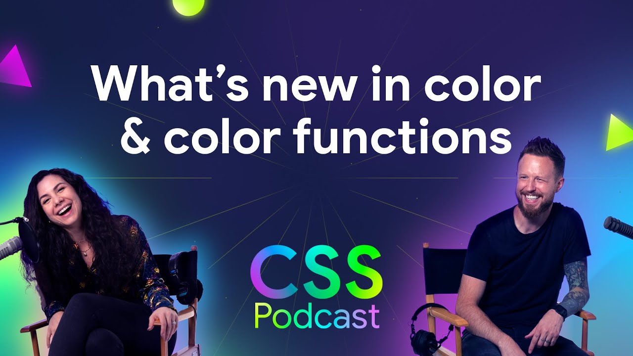 Una and Adam sitting in recording chairs smiling over an 80s backdrop with a title saying popover and dialog.