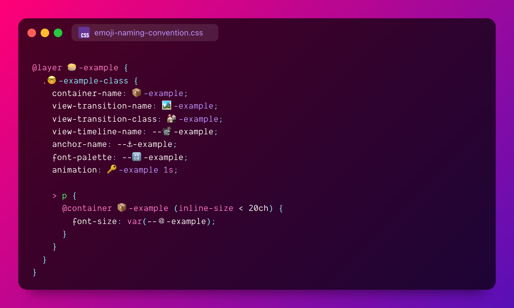 A screenshot of some of the code snippets found in this blog post.
