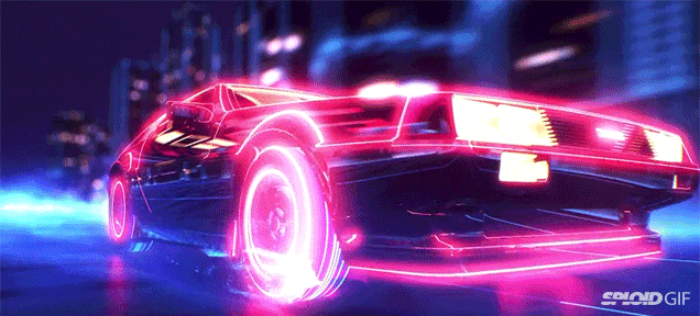 A neon lit car