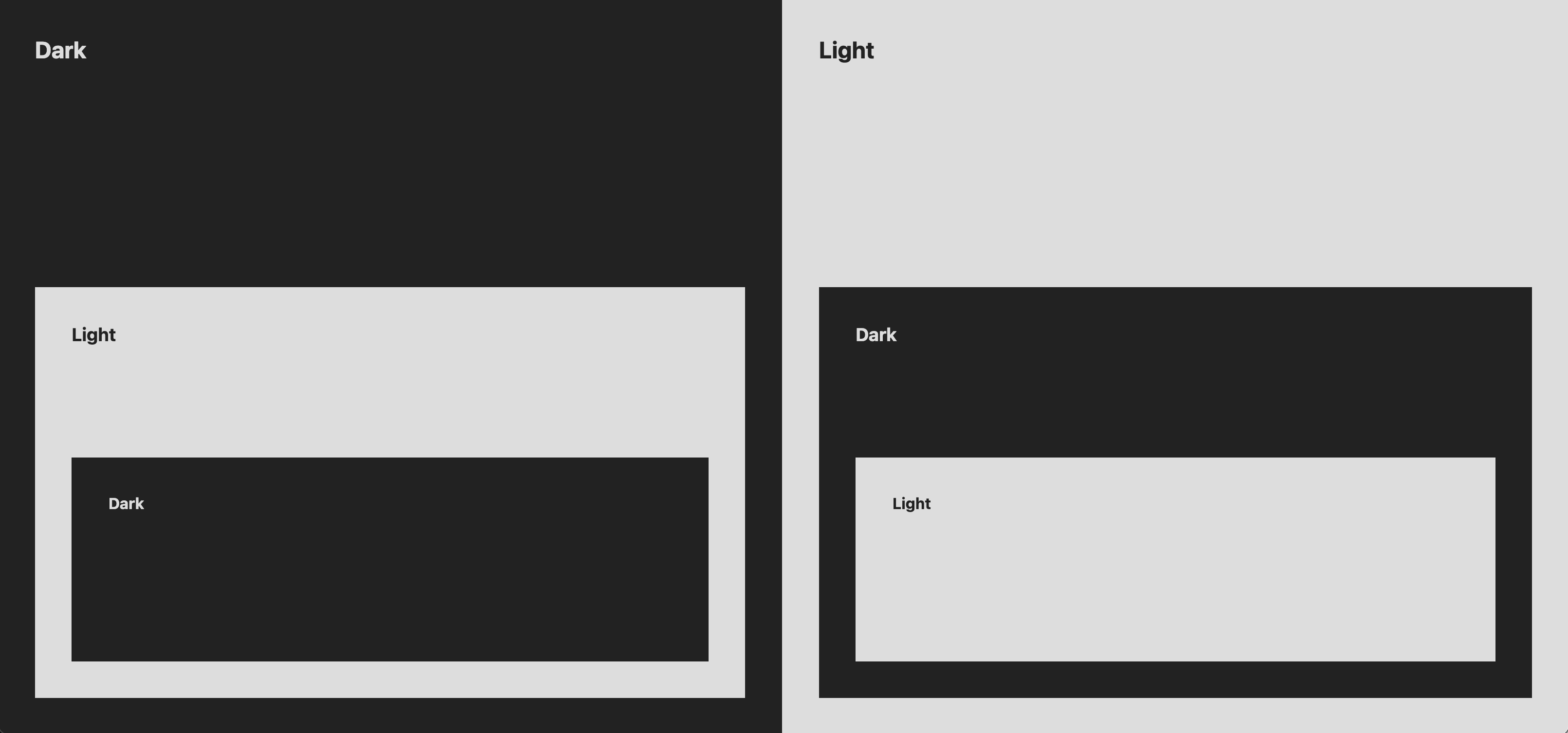 Screenshot of 2 columns each with alternating light and dark nested elements