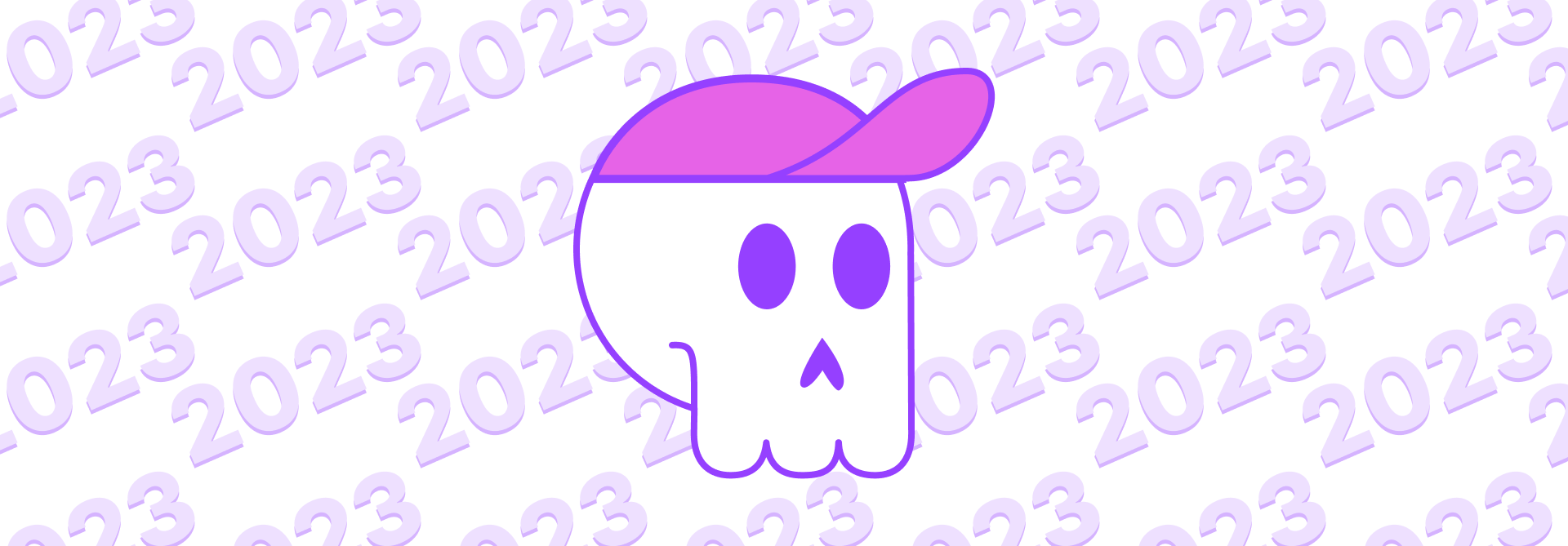 Background grid of 2023's and the GUI Skull logo in the middle
