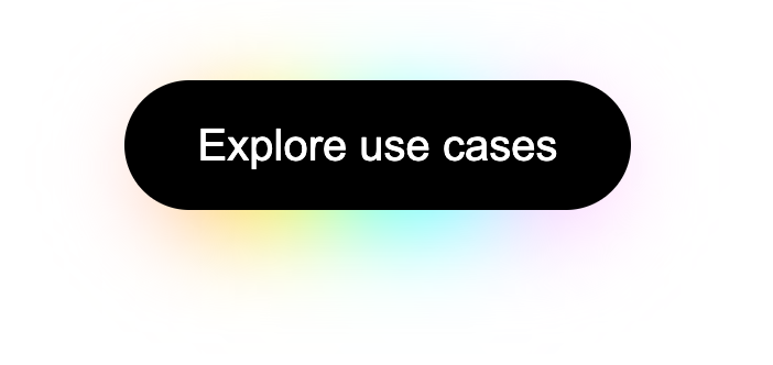A black button with a rainbow blurred shadow behind it
