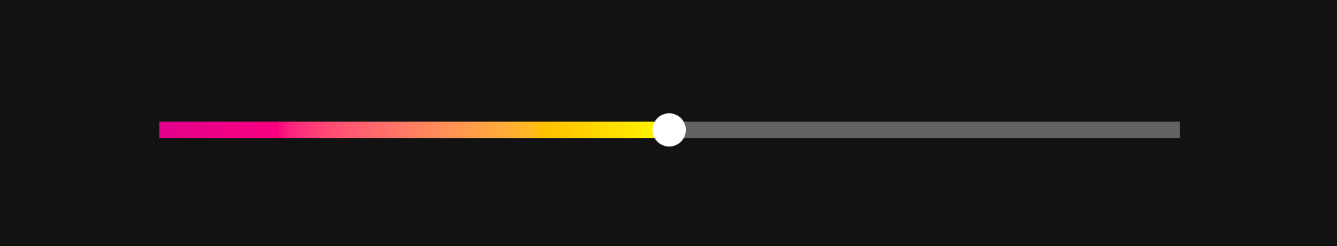 A slider input half filled with a vibrant gradient.