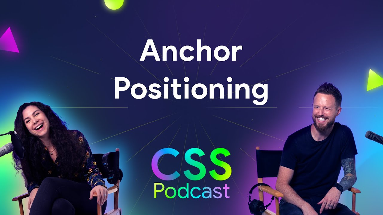 Una and Adam sitting in recording chairs smiling over an 80s backdrop with a title saying popover and dialog.