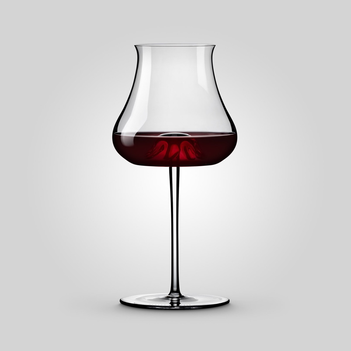 The Denver and Liely turbine wine glass, holding red wine